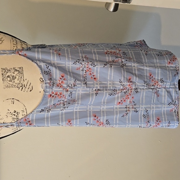 Blue Ruffled Floral Tank Top - Picture 4 of 6